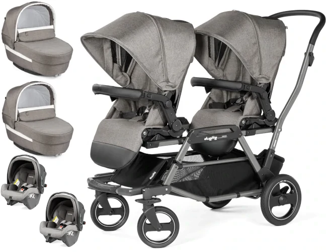 Bliźniaczy wózek dla noworodków PEG PEREGO DUETTE PIROET + 2 foteliki 1