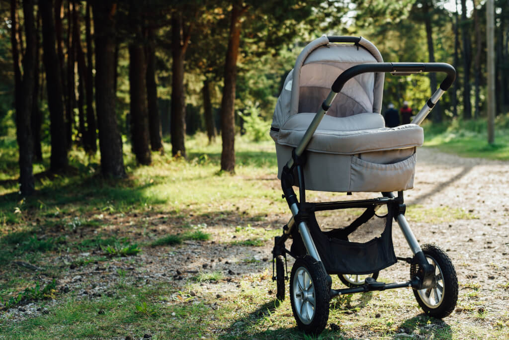 czyszczenie wózka czyszczenie wózka po spacerze w lesie