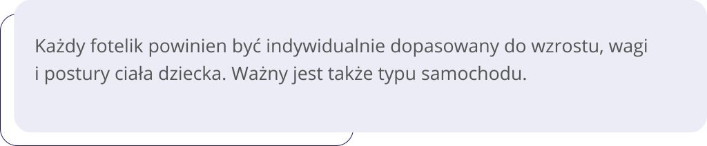 Dziecko płacze w samochodzie niedopasowany fotelik