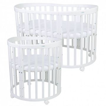 Waldin łóżeczko owalne 7w1 z materacem