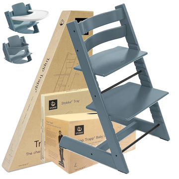 Stokke Tripp Trapp Fjord Blue krzesełko 3w1 z tacką i Baby Set