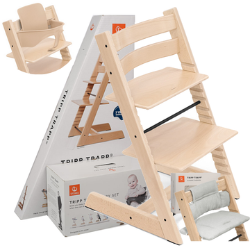 STOKKE TRIPP TRAPP krzesełko do karmienia z poduszką i Baby Set