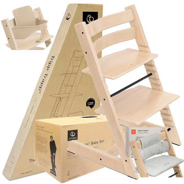 STOKKE TRIPP TRAPP krzesełko do karmienia z poduszką i Baby Set