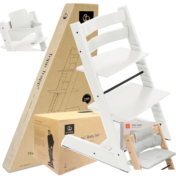 STOKKE TRIPP TRAPP krzesełko do karmienia z poduszką i Baby Set