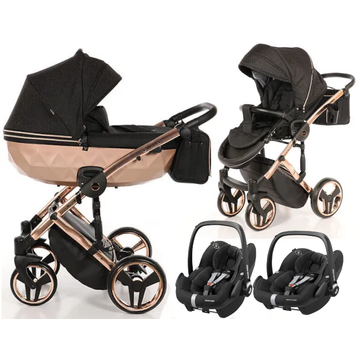 JUNAMA MIRROR SATIN wózek 3w1 z fotelikiem MAXI COSI PEBBLE PRO