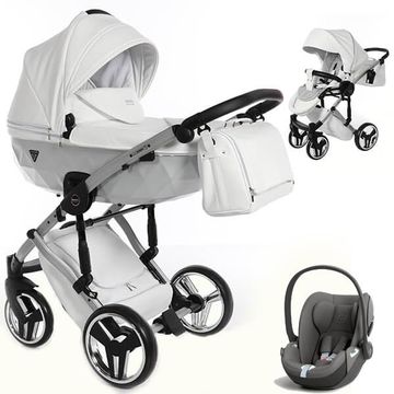 JUNAMA MIRROR SATIN wózek 3w1 z fotelikiem CYBEX CLOUD T i-Size