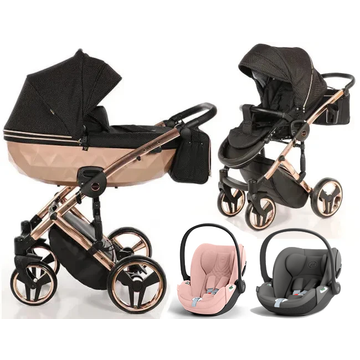 JUNAMA MIRROR SATIN wózek 3w1 z fotelikiem CYBEX CLOUD T i-Size