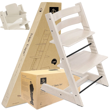 Stokke Tripp Trapp White Wash krzesełko 2w1 z  Baby Set