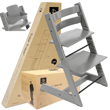 Stokke Tripp Trapp Storm Grey krzesełko 2w1 z Baby Set