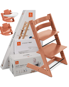 Stokke Tripp Trapp Terracotta krzesełko 3w1 z tacką i Baby Set