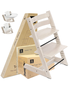 Stokke Tripp Trapp White Wash krzesełko 3w1 z tacką i Baby Set