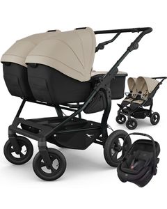 TFK DUO COMBI w&oacute;zek bliźniaczy 3w1 + 2 foteliki Maxi Cosi CORAL SLIDE PRO