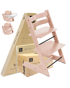 Stokke Tripp Trapp Serene Pink krzesełko 3w1 z tacką i Baby Set