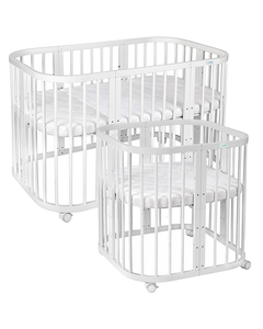 Waldin 7w1 White owalne łóżeczko z materacem