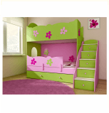 BABYBEST CLASIC łóżko piętrowe zielono/różowe